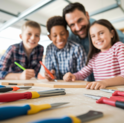 Atelier de bricolage à la maison : créer un espace sécurisé avec les enfants autour